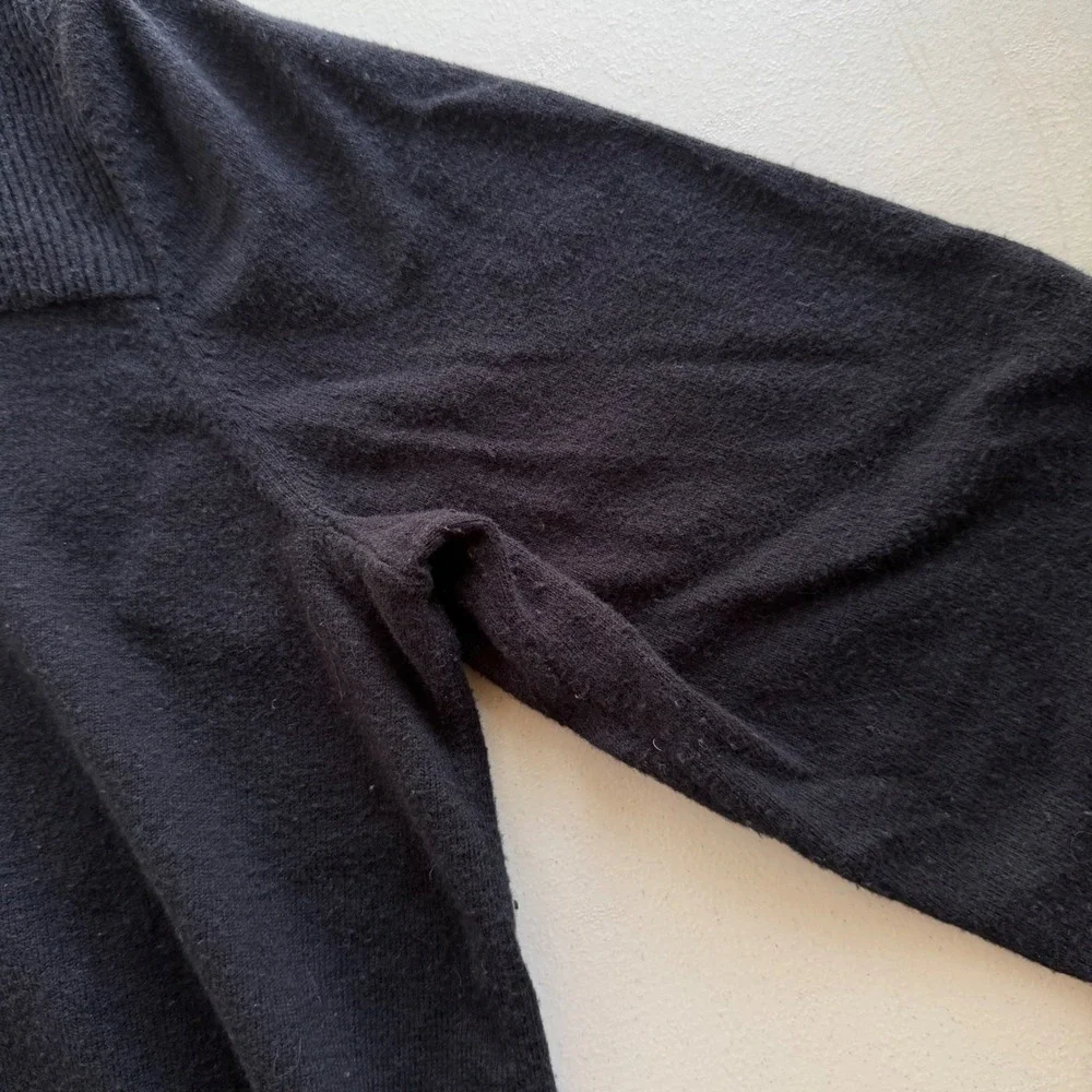 Banana Republic Men's M Black Cotton Silk Blend Full Zip Mock Neck Sweater  Y2K